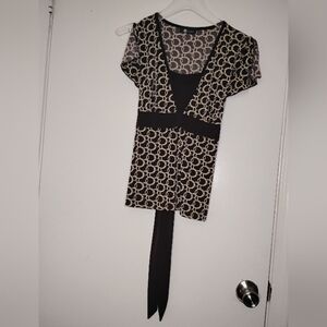 AB Studio Brown and Cream Circle Pattern Dress